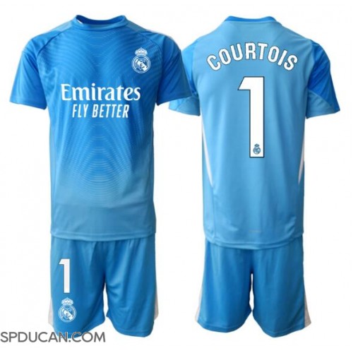 Dječji Nogometni Dres Real Madrid Thibaut Courtois #1 Golmanski Domaci 2025-26 Kratak Rukav (+ Kratke hlače)